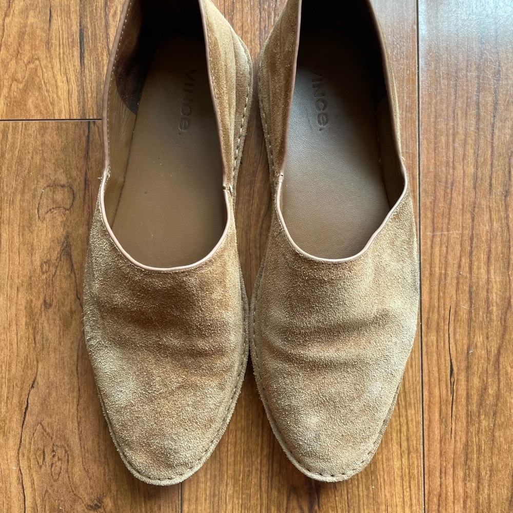 Womens Vince Suede leather brown loader flats size 6.5